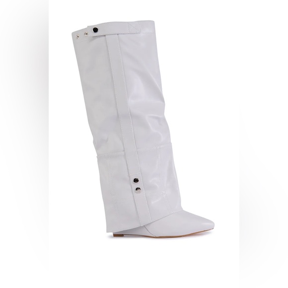 AZALEA WANG RAILAY BONE KNEE HIGH WEDGE BOOT - Picture 1 of 6